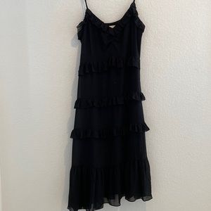 MICHAEL KORS BLACK MIDI FRILL DRESS
